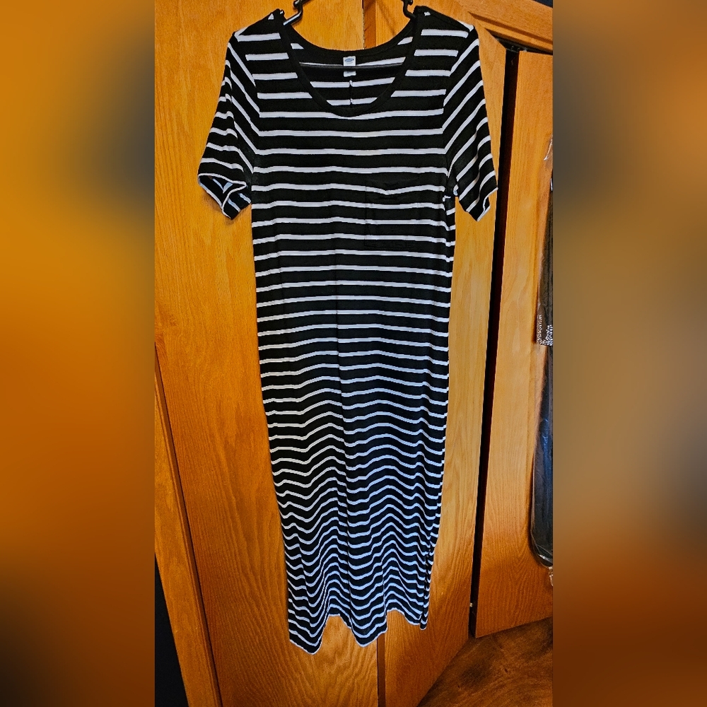 Black and White Striped Maxi Dress